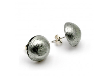 Silver earrings buttons - silver earrings jewelry genuine murano glass