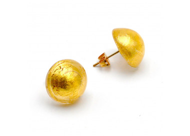 Gold earrings buttons - gold earrings jewelry genuine murano glass