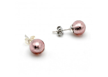 Parma earrings studs - round button nail earrings genuine murano glass of venice