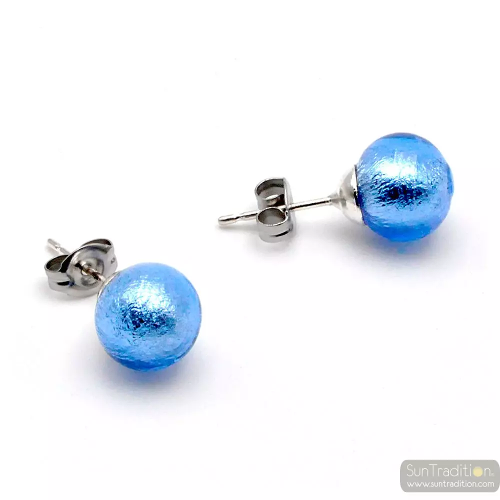 Aretes mar azul - aretes azul auténtico cristal veneciano murano