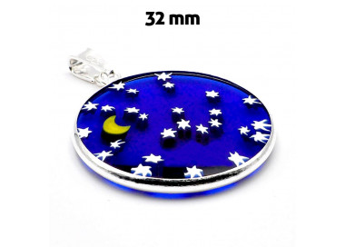 Ciondolo in vetro di murano millefiori cielo stellato blu argento