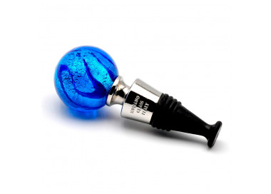 Blue murano glass wine bottle stopper