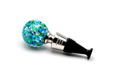 Blue murano glass wine bottle stopper