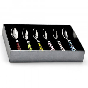 Dessert spoon with handle in murano glass with venice stain