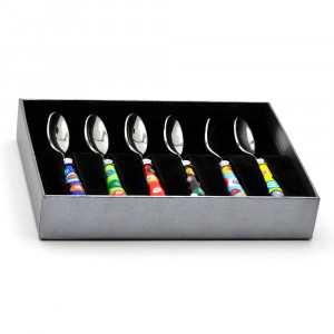 Dessert spoons with handle in millefiori murano glass from Venice