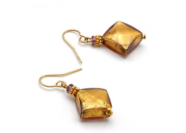 Gold murano glass earrings genuine murano glass