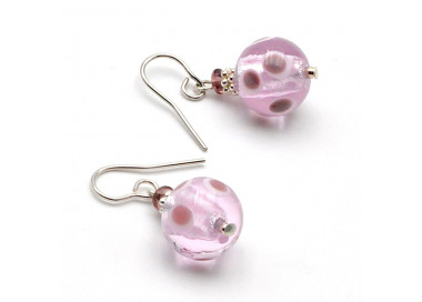 Boucles d'oreilles mauve bijou en veritable verre de murano de venise