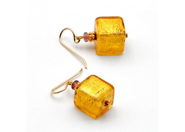 Gold earrings genuine murano glass of venice