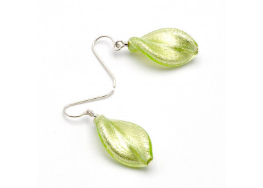 Green murano glass drop earrings genuine murano glass