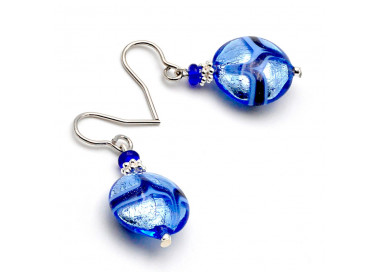 Boucles d'oreilles bleues aventurine verre de murano de venise