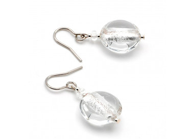 Boucles d'oreilles transparentes argent en verre de murano