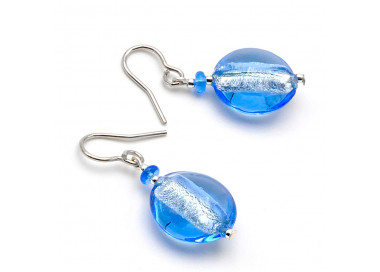 Boucles d'oreilles bleu marine en verre de murano