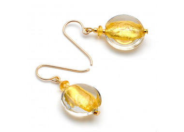 Ohrringe transparent gold aus muranoglas