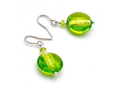 Boucles d'oreilles vert pomme en verre de murano