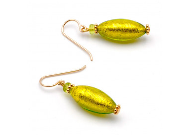 Boucles d'oreilles en verre de murano vert anis