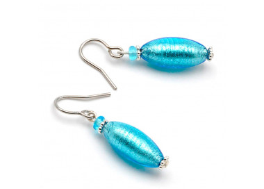 Boucles d'oreilles bleues en verre de murano bleu