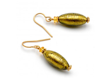 Khaki murano glass earrings