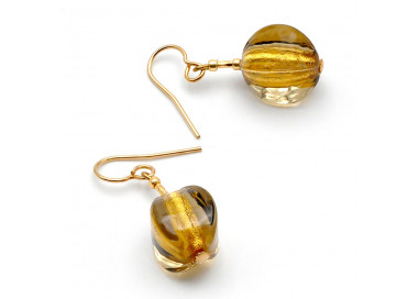 Gold murano glass earrings