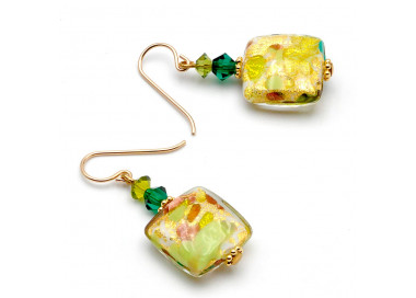 Aretes cristal de murano verde de venecia