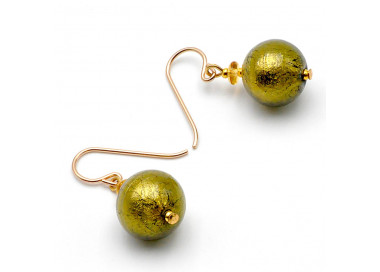 Green murano glass earrings genuine venice