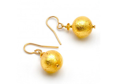 Gold earrings genuine venice murano glass