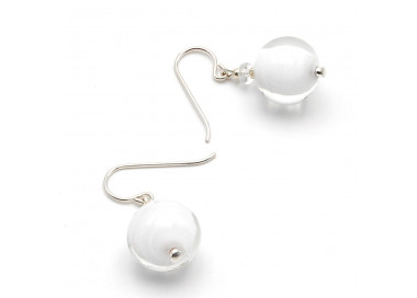 White earrings genuine venice murano glass