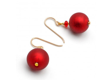 Red murano glass earrings genuine venice