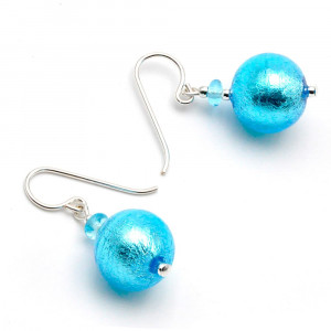 Aretes azul cristal de murano de venecia