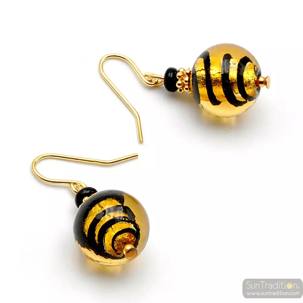 Mix gold - gold murano glass earrings genuine murano glass