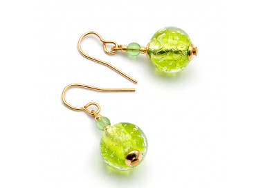 Boucles d'oreilles vert verre de murano de venise