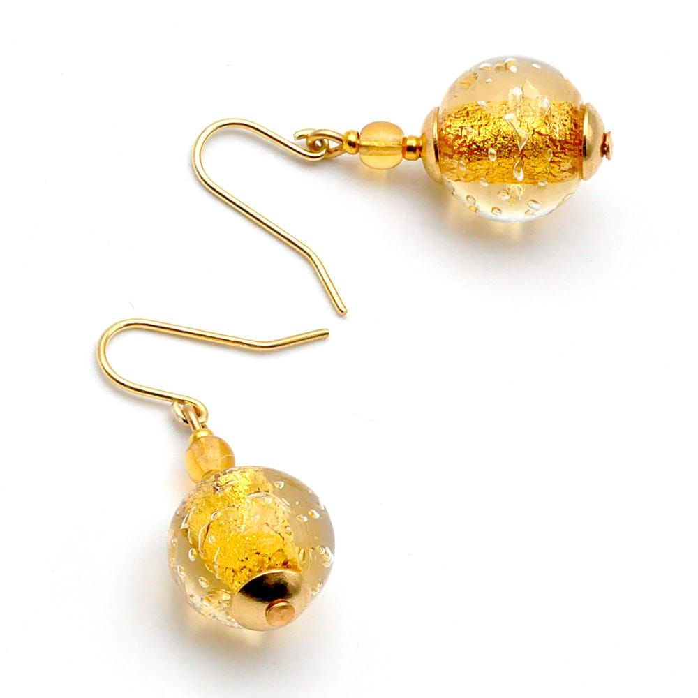 bagageruimte Beschietingen onvergeeflijk Fizzy goud - goud oorbellen sieraden originele murano glas van venetië