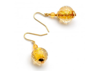 Gold murano glass earrings genuine venice glass