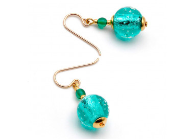 Boucles d'oreilles turquoise verre de murano de venise