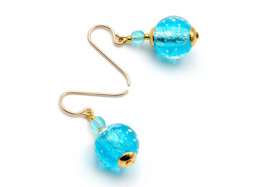 Boucles d'oreilles bleu verre de murano de venise