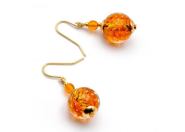 Boucles d'oreilles ambre verre de murano de venise