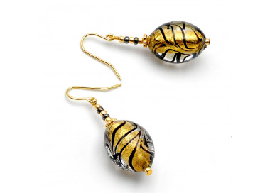 Boucles d'oreilles or verre de murano de venise