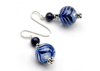 Boucles d'oreilles bleu verre de murano de venise