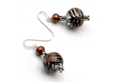 Silver earrings genuine venice murano glass