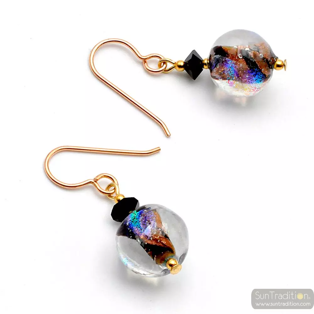 Claro de luna negra - pendientes negros joya de venecia real murano