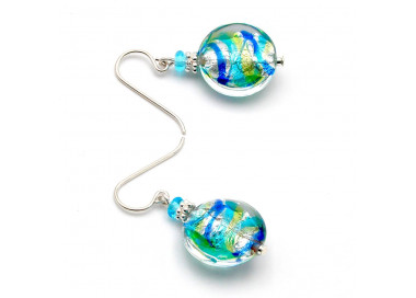 Boucles d'oreilles bleu verre de murano de venise