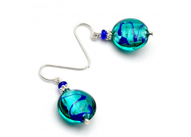 Boucles d'oreilles turquoises verre de murano de venise