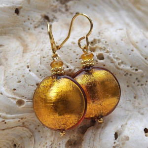 Amber murano glass earrings