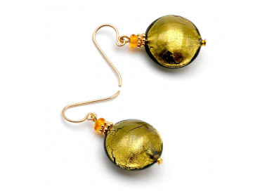 Gold murano glass earrings