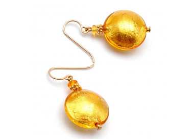 Yellow gold murano glass earrings