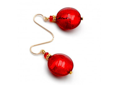 Aretes rojos cristal de murano de venecia