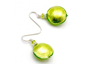 Boucles d'oreilles vertes verre de murano de venise