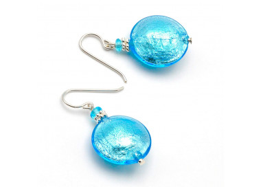 Aretes azul cristal murano de venecia