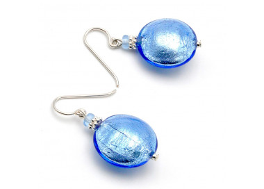 Aretes azul marino cristal murano de venecia