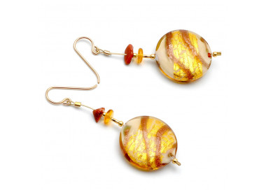 Oorbellen gouden murano glas