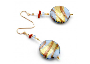 Boucles d'oreilles bleu en verre de murano